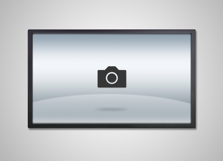 camera icon is showing on the monitor display, it is representing the selection of entertainment application
の写真素材