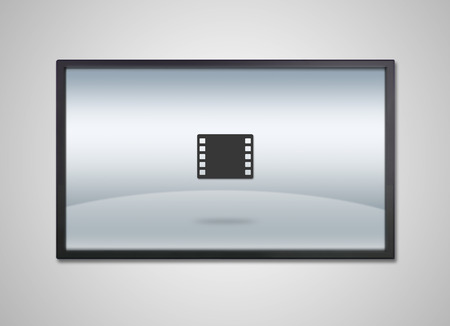 movie icon is showing on the monitor display, it is representing the selection of entertainment application
の写真素材