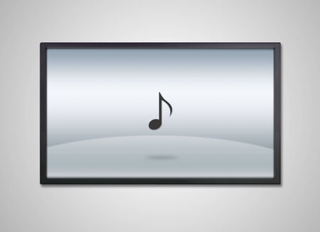 music icon is showing on the monitor display, it is representing the selection of entertainment application
の写真素材