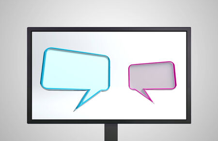 conversation icon is on the monitor display representing the social network conceptの写真素材
