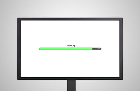 the monitor display show with color bar line representing the process of loadingの写真素材