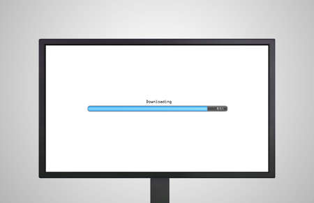 the monitor display show with color bar line representing the process of loadingの写真素材