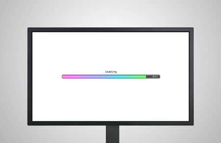 the monitor display show with color bar line representing the process of loadingの写真素材