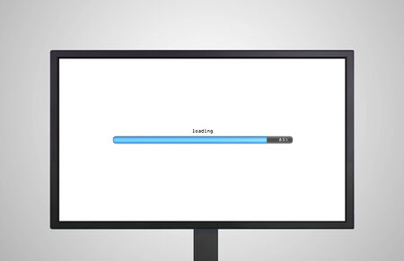 the monitor display show with color bar line representing the process of loadingの写真素材