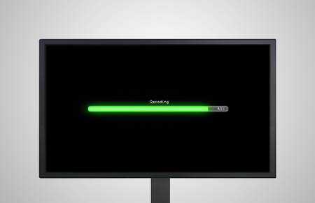 the monitor display show with color bar line representing the process of loadingの写真素材