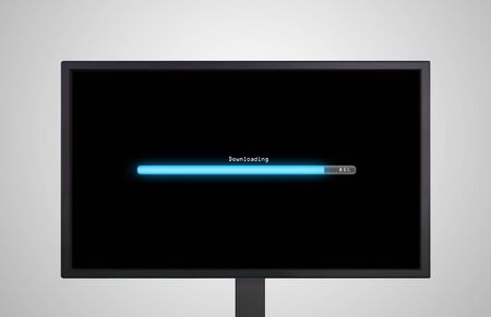 the monitor display show with color bar line representing the process of loadingの写真素材