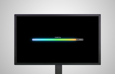 the monitor display show with color bar line representing the process of loadingの写真素材