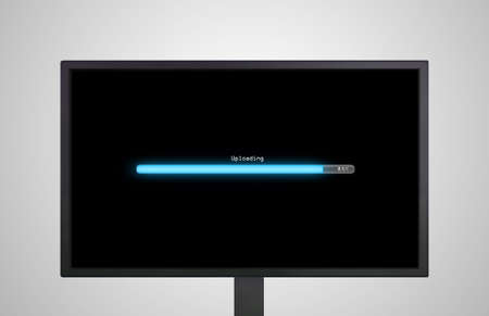 the monitor display show with color bar line representing the process of loadingの写真素材