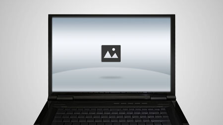 image icon is showing on the monitor display, it is representing the selection of entertainment application
の写真素材