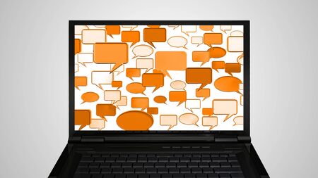 conversation icon is on the monitor display representing the social network concept
の写真素材