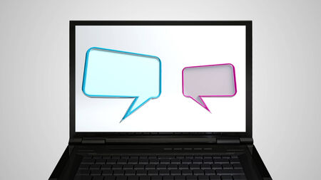 conversation icon is on the monitor display representing the social network concept
の写真素材