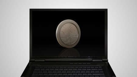 digital currency image is show on monitor display representing the software-based payment system from internet concept
の写真素材