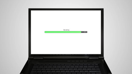 the monitor display show with color bar line representing the process of loading
の写真素材