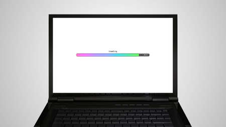 the monitor display show with color bar line representing the process of loading
の写真素材