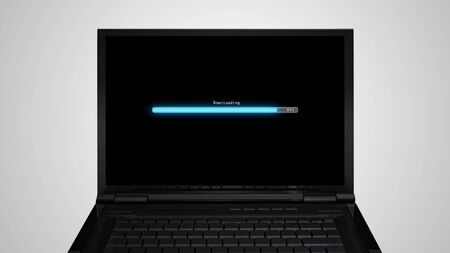 the monitor display show with color bar line representing the process of loading
の写真素材