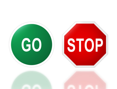 the notice of road signage go and stop for transportation safety の写真素材