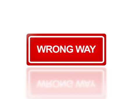 the notice of signage of wrong way for transportation safety の写真素材