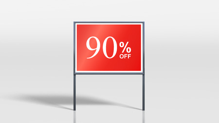 3d render of shop signage stands 90 percent off signの写真素材