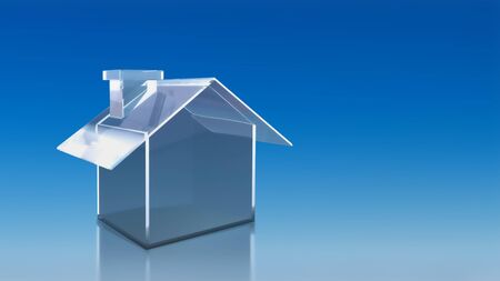 The 3D render image of investment glass house with blue sky backgroundの写真素材