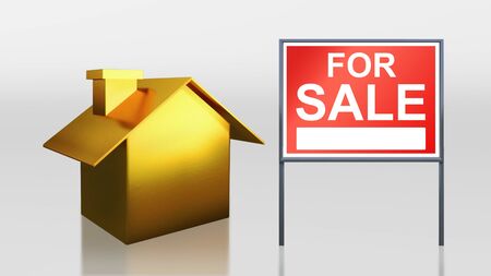 3d render of gold house for saleの写真素材