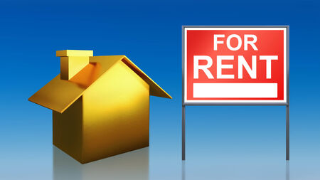3d render of gold house sky for rentの写真素材