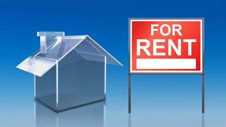 3d render of investment blue glass house for rentの写真素材