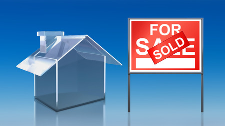 3d render of investment blue glass house for sale soldの写真素材