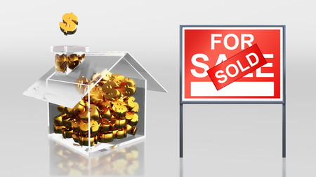 3d render of investment saving dollar for sale soldの写真素材