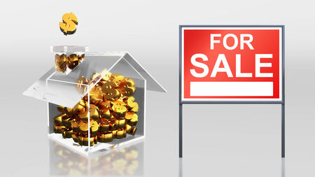 3d render of investment saving dollar for saleの写真素材
