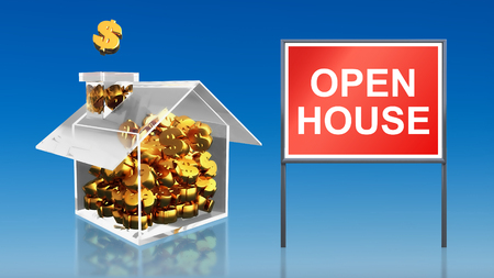 3d render of investment saving money open house skyの写真素材