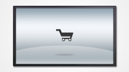 screen display with market kart icon background imageの写真素材
