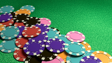 The 3d rendering of difference coloured casino chipsの写真素材