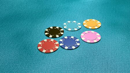 The 3d rendering of difference coloured casino chipsの写真素材