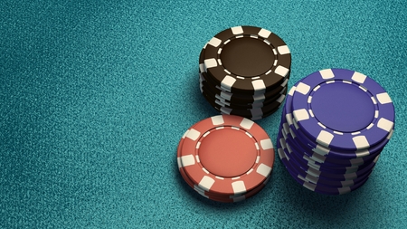 The 3d rendering of difference coloured casino chipsの写真素材