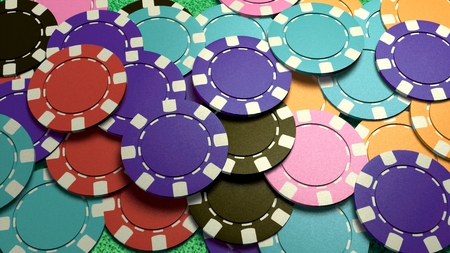 The 3d rendering of difference coloured casino chipsの写真素材