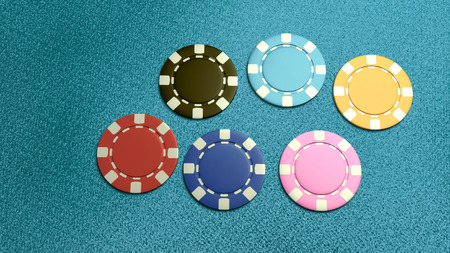 The 3d rendering of difference coloured casino chipsの写真素材