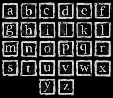 the collection of rubber stamp characters, can easy to combine the letter for various combination of word.の写真素材