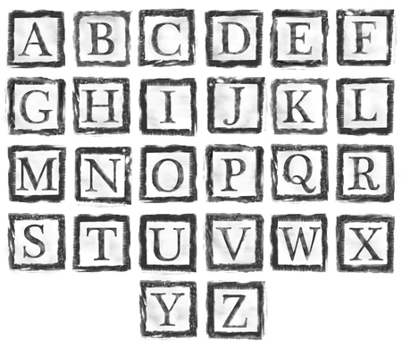 the collection of rubber stamp characters, can easy to combine the letter for various combination of word.の写真素材