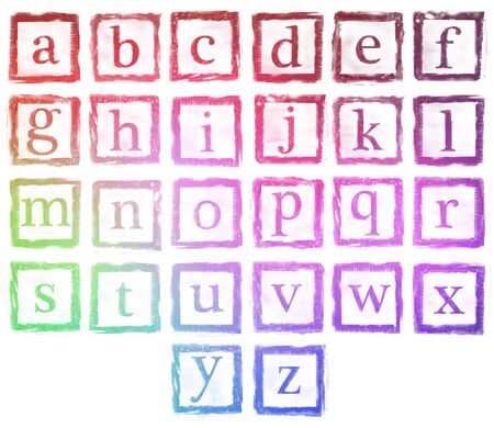 the collection of rubber stamp characters, can easy to combine the letter for various combination of word.の写真素材