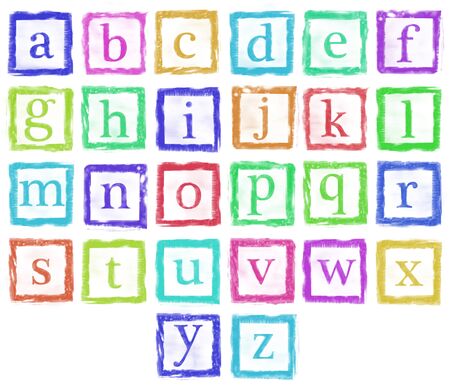 the collection of rubber stamp characters, can easy to combine the letter for various combination of word.の写真素材