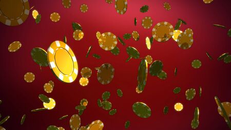 The 3d rendering of many casino chips fallingの写真素材