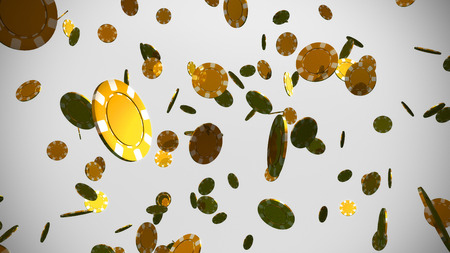 The 3d rendering of many casino chips fallingの写真素材