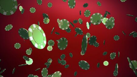 The 3d rendering of many casino chips fallingの写真素材