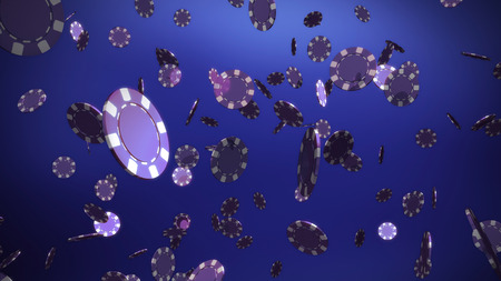 The 3d rendering of many casino chips fallingの写真素材