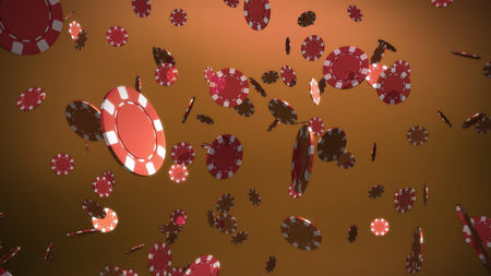 The 3d rendering of many casino chips fallingの写真素材