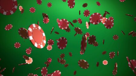 The 3d rendering of many casino chips fallingの写真素材