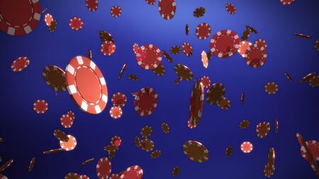 The 3d rendering of many casino chips fallingの写真素材