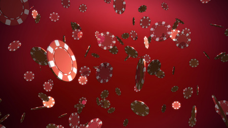 The 3d rendering of many casino chips fallingの写真素材