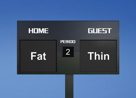 fat and thin scoreboarddisplay the goal resultの写真素材