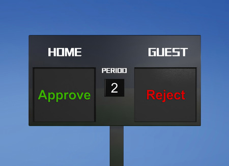 approve reject scoreboard display the goal resultの写真素材